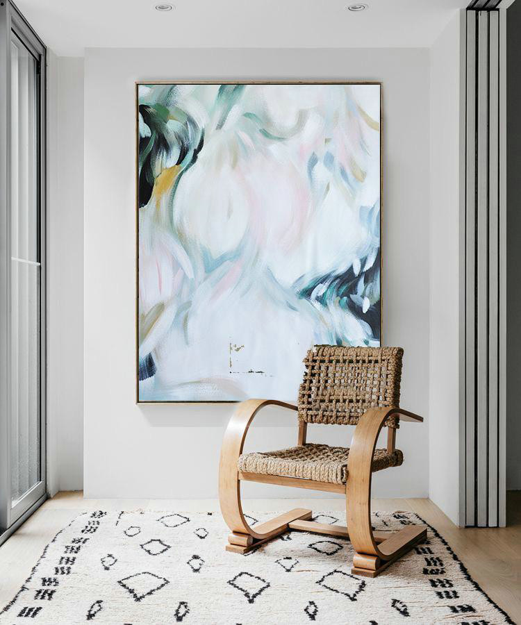 Oversized Canvas Art On Canvas,Vertical Vertical Abstract Art On Canvas,Huge Abstract Canvas Art,White,Pink,Black.etc